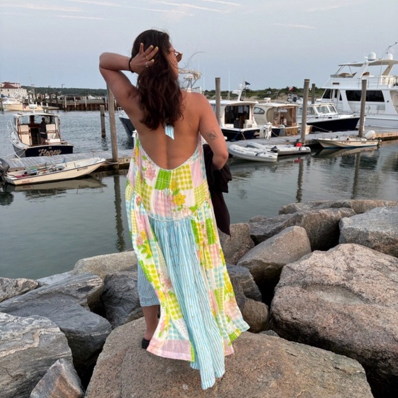 Free People Patched And Pretty Midi Dress Size M Halter Neck - Picture 5 of 7